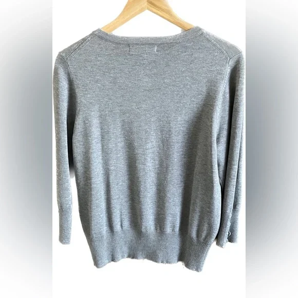 Grace Elements petite. Gray 3/4 length sleeve sweater. - Picture 4 of 9